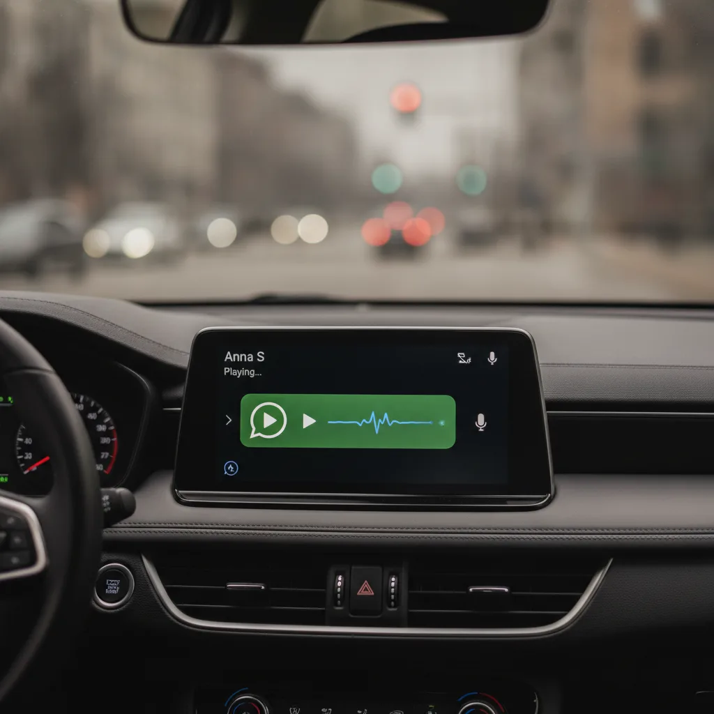 WhatsApp funcionando na tela do carro via Android Auto